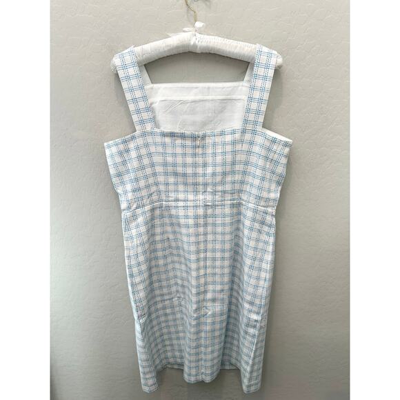 ANN TAYLOR | White Blue Plaid Button Sheath Dress NWT | Size 8 - Picture 5 of 8